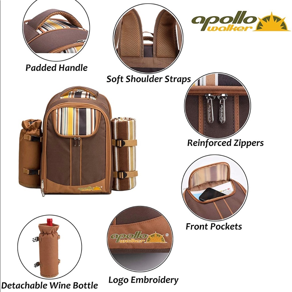 Never used! Brown picnic backpack